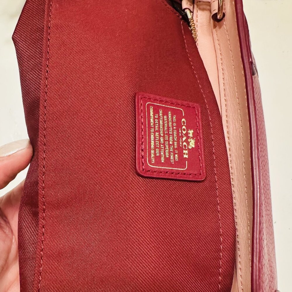 Leather COACH SWAGGER COLORBLOCK Convertible Crossbody Cherry $275 MRSP - Picture 14 of 16